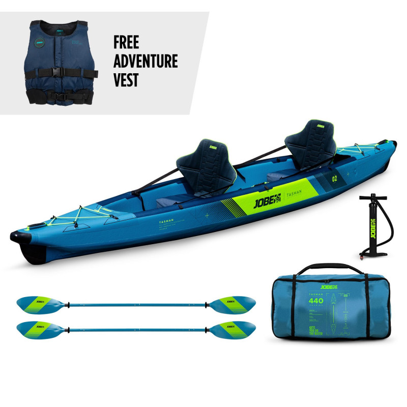 Kayak gonflable Jobe Tasman 2 personnes 440 cm complet